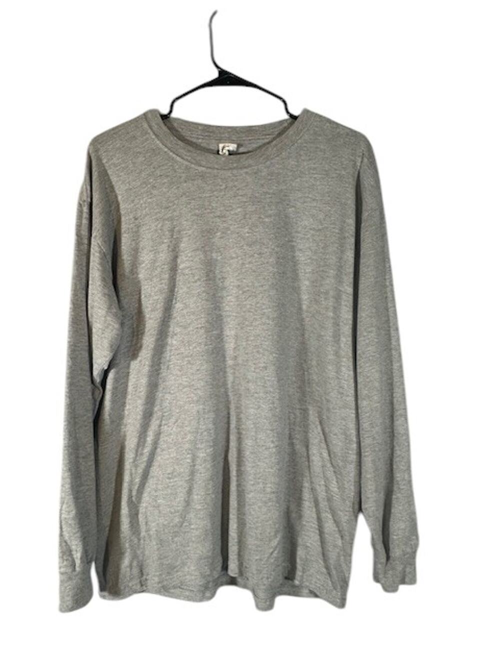 Keya Men’s Gray Long Sleeve Crew Neck Lightweight Spun Cotton T-Shirt Size Large